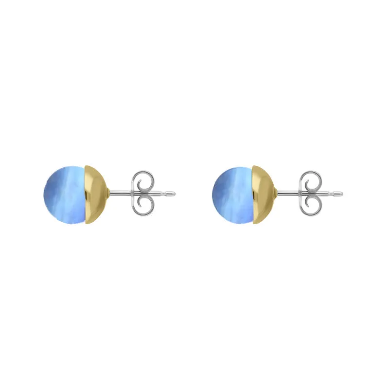 9ct Yellow Gold Sterling Silver Moonstone Stepping Stones Bead Cup Stud Earrings