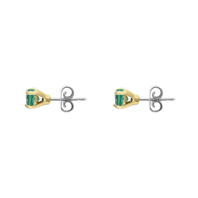 9ct Yellow Gold Sterling Silver Peridot Stepping Stones 5mm Round Claw Set Stud Earrings