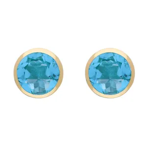 9ct Yellow Gold Sterling Silver Topaz Stepping Stones Round Stud Earrings