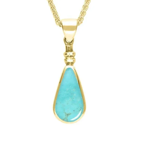 9ct Yellow Gold Turquoise Bottle Top Pear Necklace