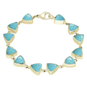 9ct Yellow Gold Turquoise Curved Triangle Bracelet