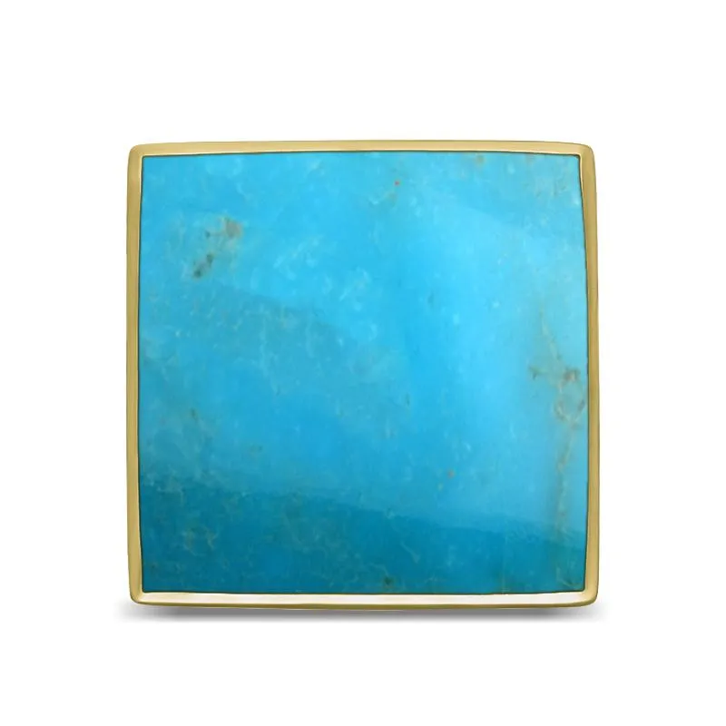 9ct Yellow Gold Turquoise Large Square Ring