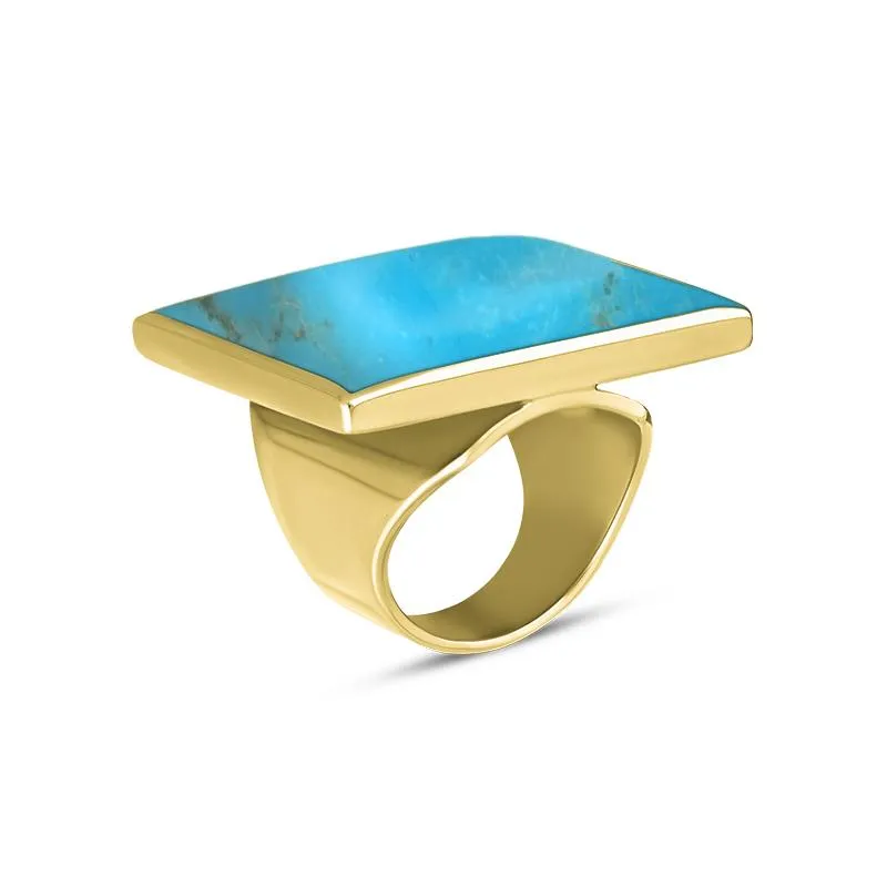 9ct Yellow Gold Turquoise Large Square Ring
