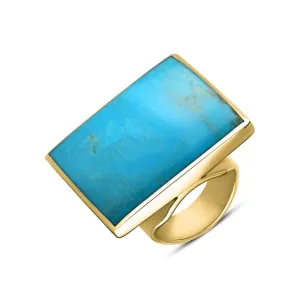 9ct Yellow Gold Turquoise Large Square Ring