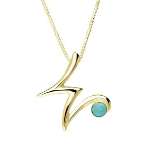 9ct Yellow Gold Turquoise Love Letters Initial W Necklace