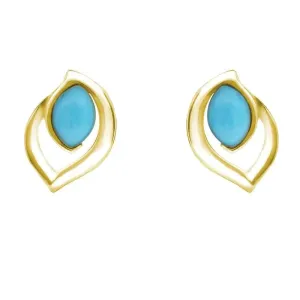 9ct Yellow Gold Turquoise Marquise Flame Stud Earrings