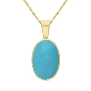 9ct Yellow Gold Turquoise Oval Necklace