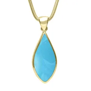 9ct Yellow Gold Turquoise Pointed Pear Necklace