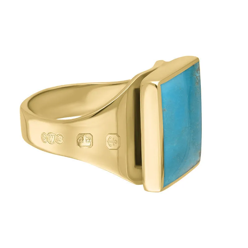 9ct Yellow Gold Turquoise Queen's Jubilee Hallmark Small Square Ring D