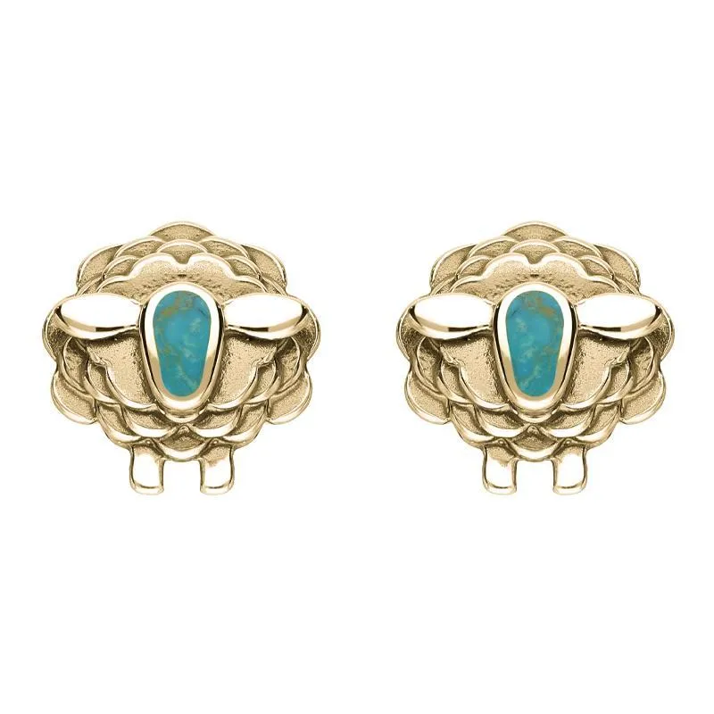 9ct Yellow Gold Turquoise Sheep Stud Earrings