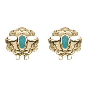 9ct Yellow Gold Turquoise Sheep Stud Earrings