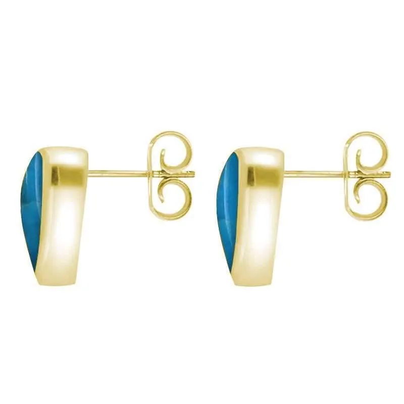 9ct Yellow Gold Turquoise Small Curved Triangle Stud Earrings