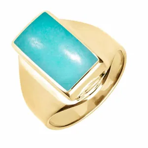 9ct Yellow Gold Turquoise Small Oblong Ring