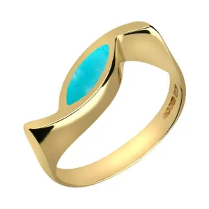 9ct Yellow Gold Turquoise Toscana Overlapping Marquise Ring