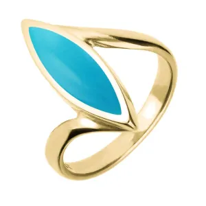 9ct Yellow Gold Turquoise Toscana Twist Marquise Ring
