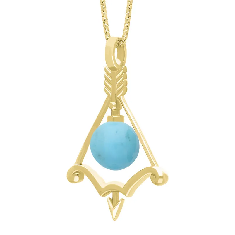 9ct Yellow Gold Turquoise Zodiac Sagittarius 8mm Bead Pendant