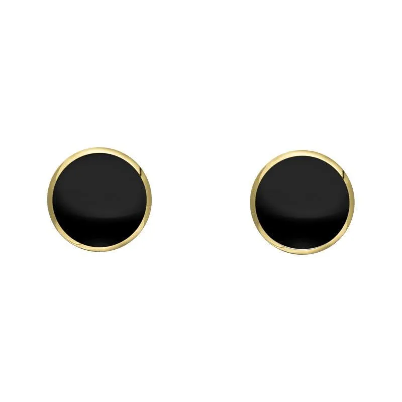 9ct Yellow Gold Whitby Jet 4mm Classic Small Round Stud Earrings