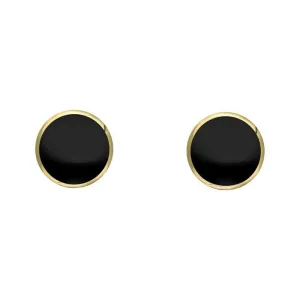 9ct Yellow Gold Whitby Jet 4mm Classic Small Round Stud Earrings
