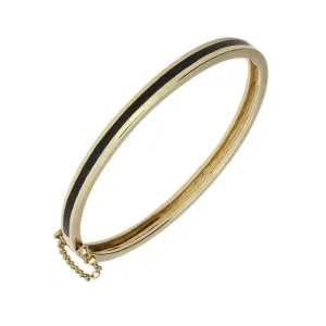 9ct Yellow Gold Whitby Jet Channel Set Hinged Bangle