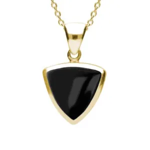 9ct Yellow Gold Whitby Jet Curved Triangle Necklace