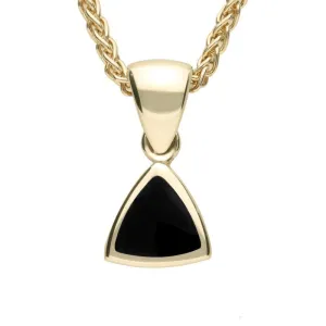 9ct Yellow Gold Whitby Jet Curved Triangle Small Necklace