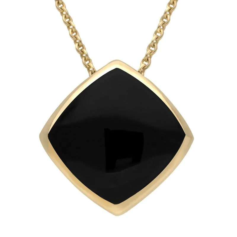 9ct Yellow Gold Whitby Jet Cushion Necklace