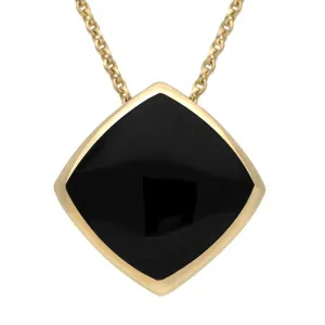 9ct Yellow Gold Whitby Jet Cushion Necklace