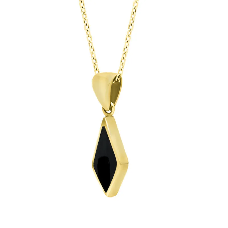 9ct Yellow Gold Whitby Jet Dinky Diamond Necklace
