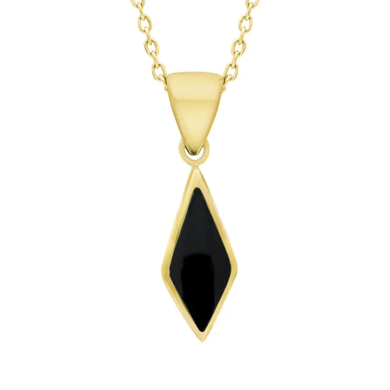 9ct Yellow Gold Whitby Jet Dinky Diamond Necklace