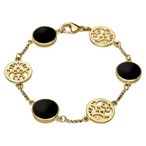 9ct Yellow Gold Whitby Jet Flore Filigree Bracelet