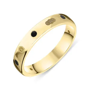9ct Yellow Gold Whitby Jet King's Coronation Hallmark 4mm Ring D