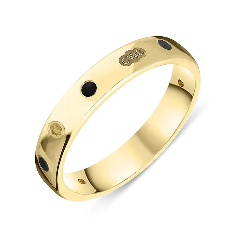 9ct Yellow Gold Whitby Jet King's Coronation Hallmark 4mm Ring D