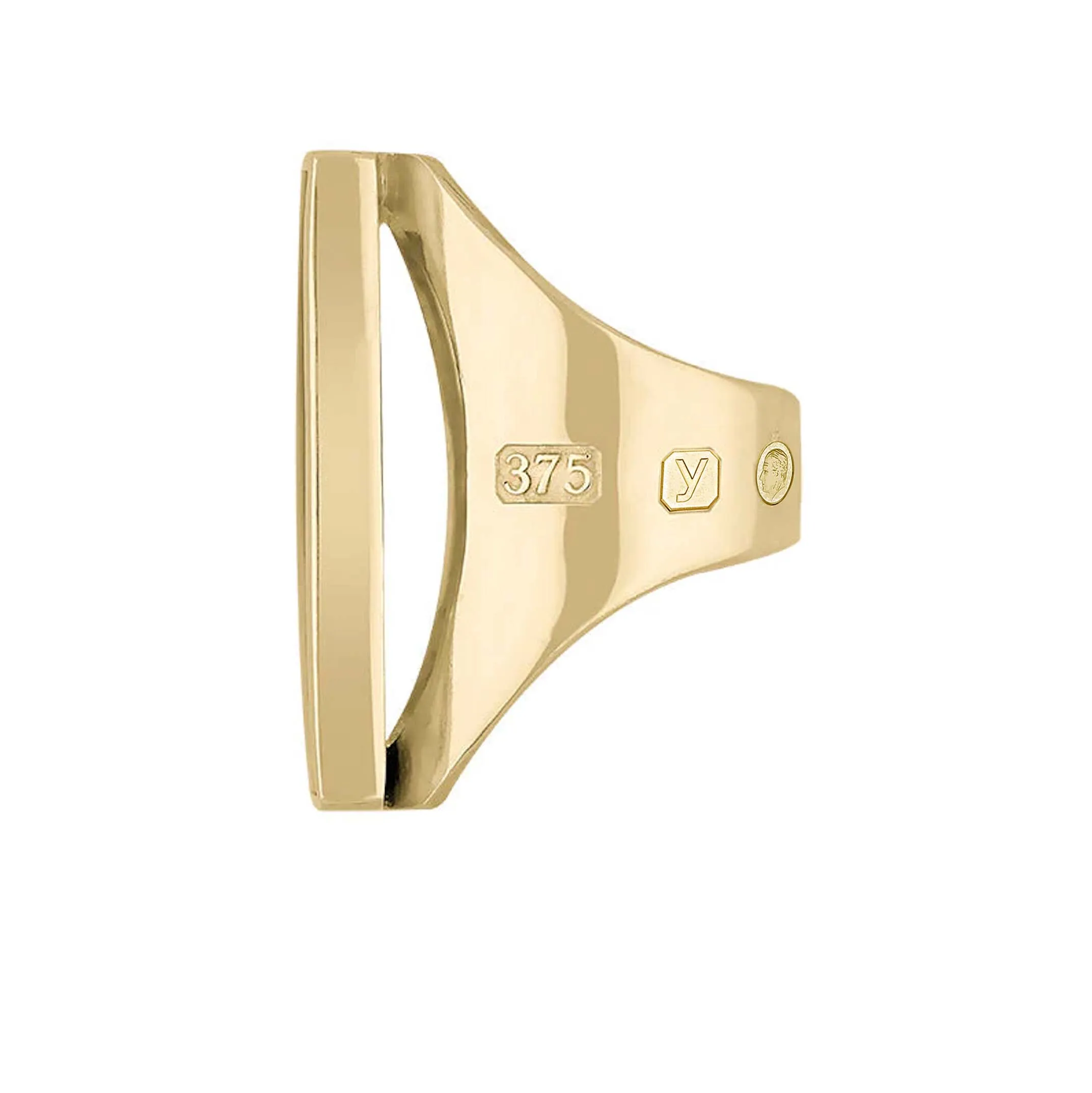 9ct Yellow Gold Whitby Jet King's Coronation Hallmark Large Oblong Ring D