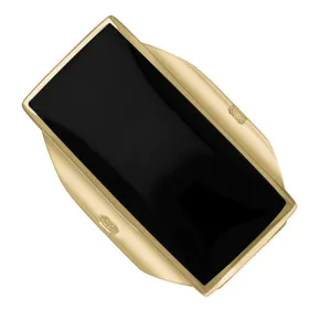 9ct Yellow Gold Whitby Jet King's Coronation Hallmark Large Oblong Ring D