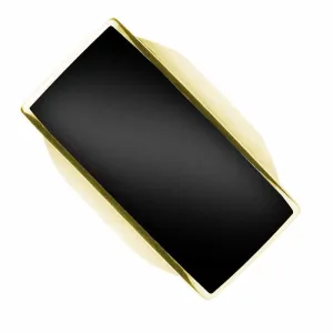 9ct Yellow Gold Whitby Jet Large Oblong Ring