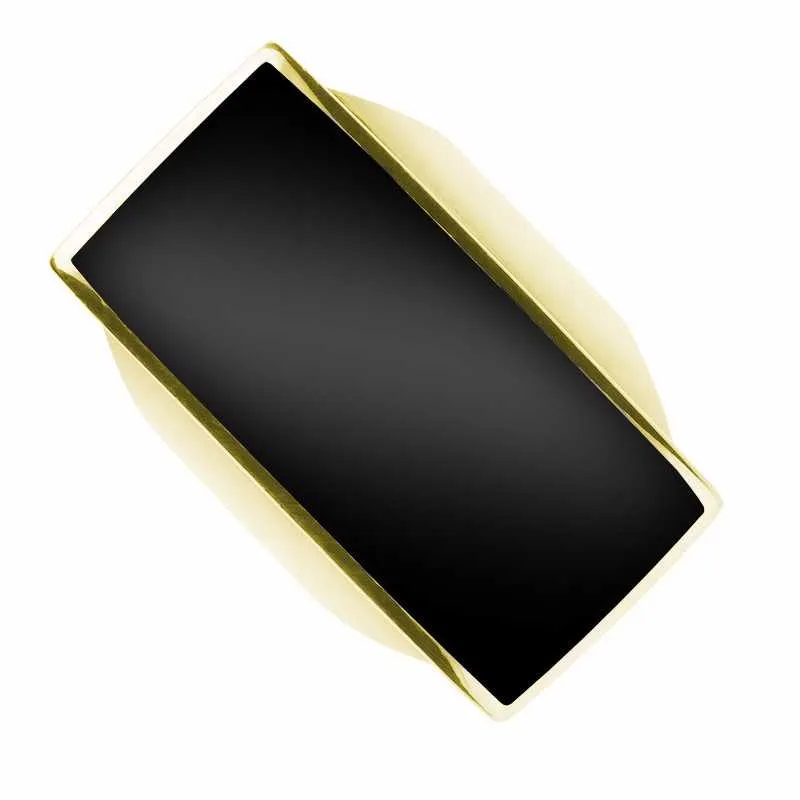 9ct Yellow Gold Whitby Jet Large Oblong Ring