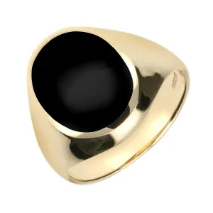 9ct Yellow Gold Whitby Jet Large Oval Signet Ring