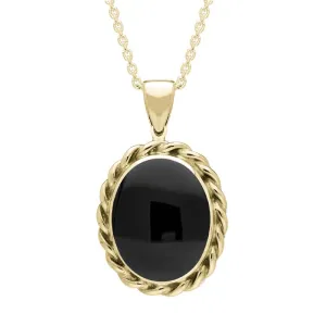 9ct Yellow Gold Whitby Jet Large Rope Oval Necklace