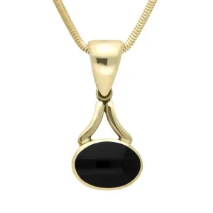 9ct Yellow Gold Whitby Jet Long Drop Necklace