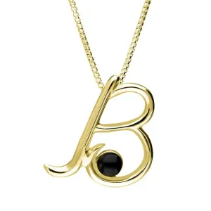9ct Yellow Gold Whitby Jet Love Letters Initial B Necklace