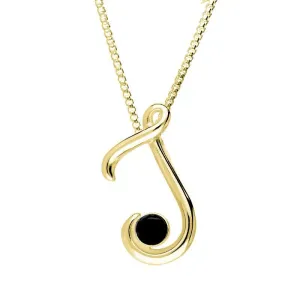 9ct Yellow Gold Whitby Jet Love Letters Initial J Necklace