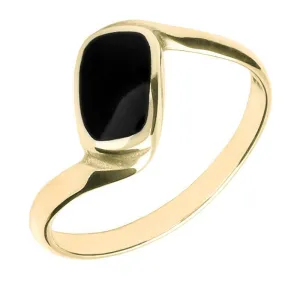 9ct Yellow Gold Whitby Jet Oblong Twist Ring