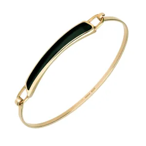 9ct Yellow Gold Whitby Jet Organic Concave Stone Set Bangle