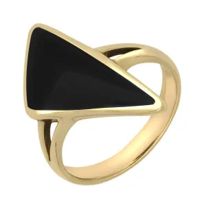 9ct Yellow Gold Whitby Jet Organic Triangle Ring