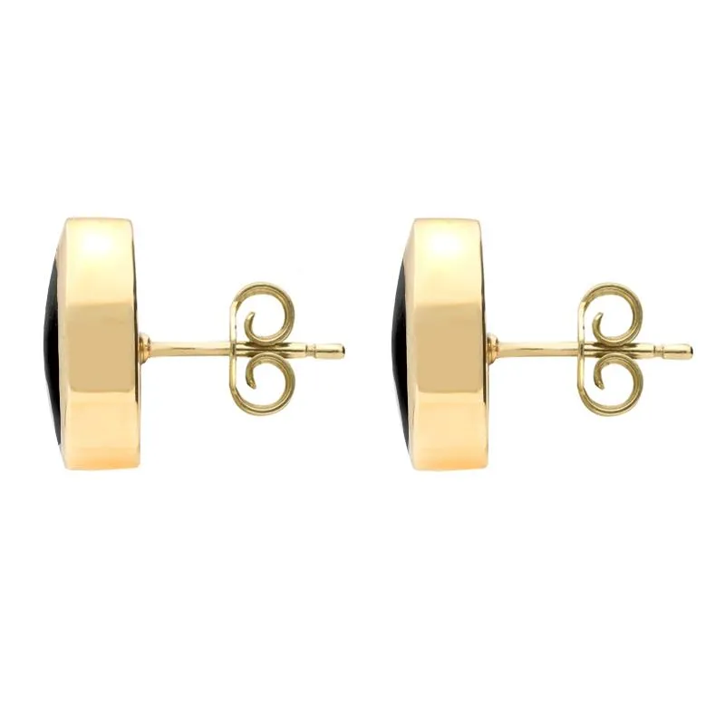 9ct Yellow Gold Whitby Jet Oval Stud Earrings