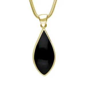 9ct Yellow Gold Whitby Jet Pointed Pear Necklace