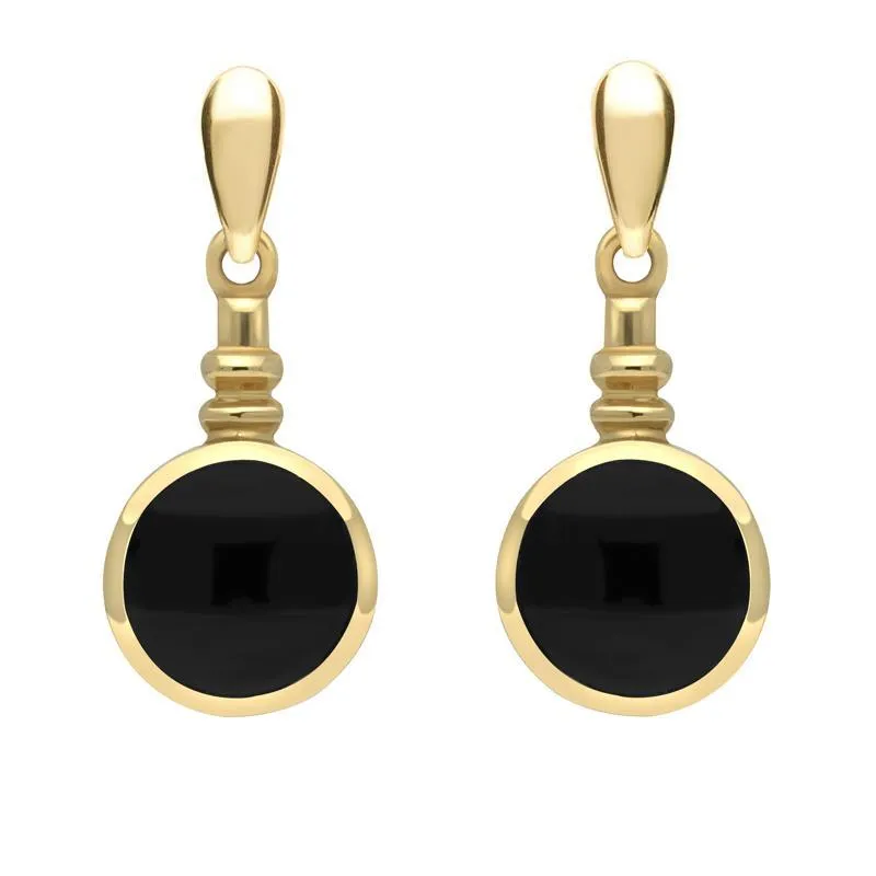 9ct Yellow Gold Whitby Jet Round Bottletop Two Piece Set