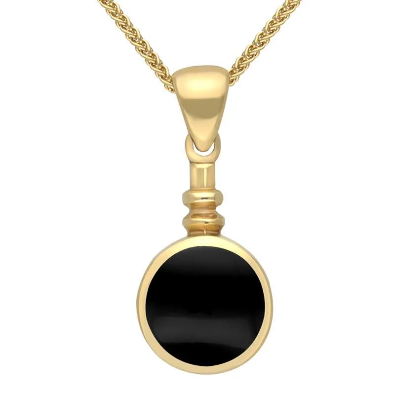 9ct Yellow Gold Whitby Jet Round Bottletop Two Piece Set
