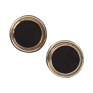 9ct Yellow Gold Whitby Jet Round Classic Stud Earrings