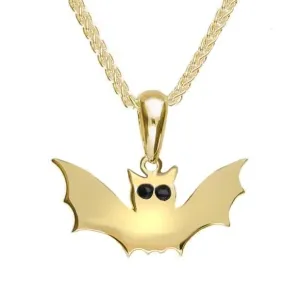 9ct Yellow Gold Whitby Jet Small Bat Necklace